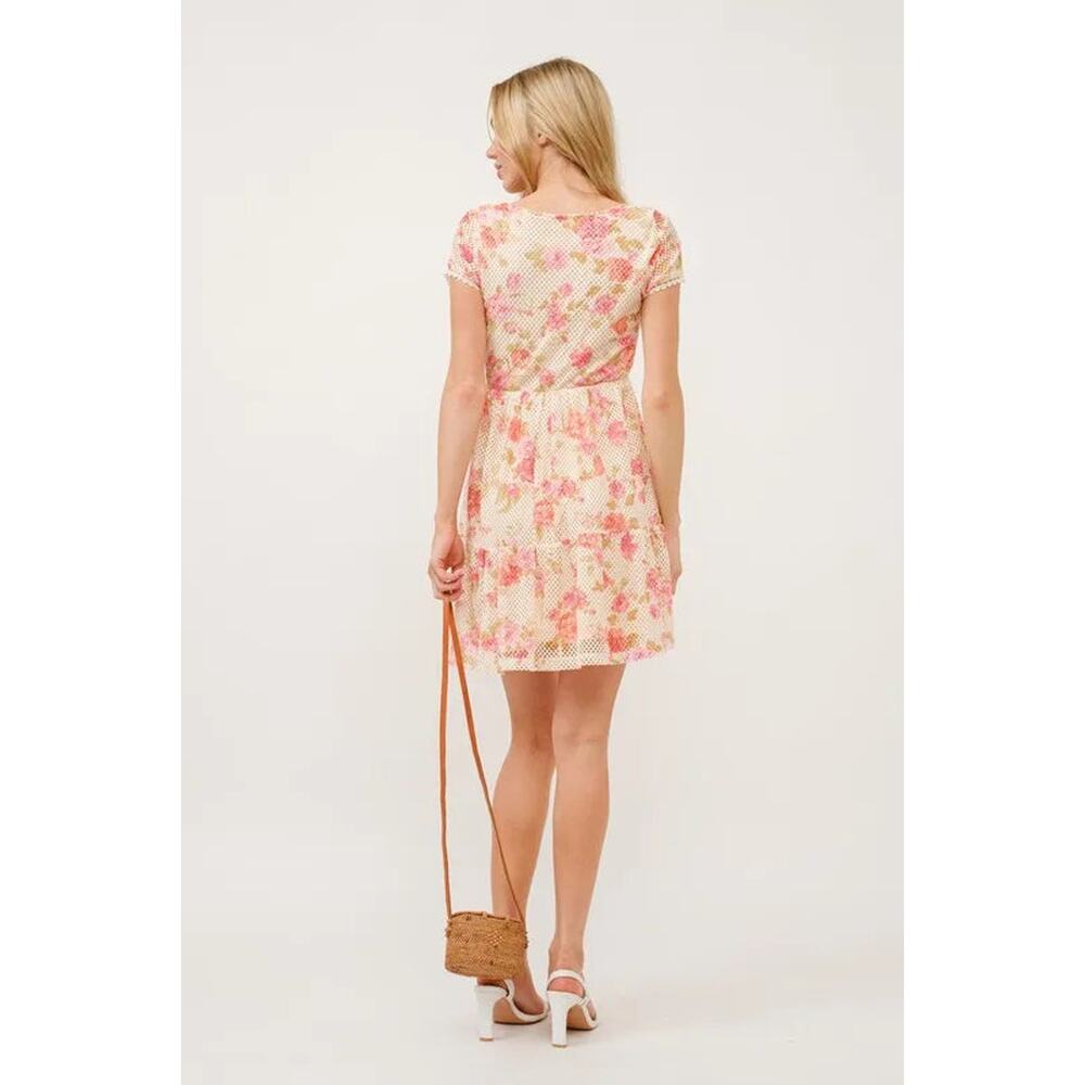And The Why Square Neck Tiered Floral Fishnet Dress - Picture 8 of 8